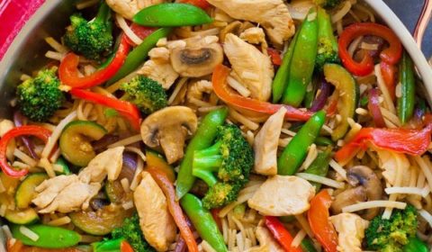 Kurica s ovoshhami na skovorode v domashnem souse teriyaki